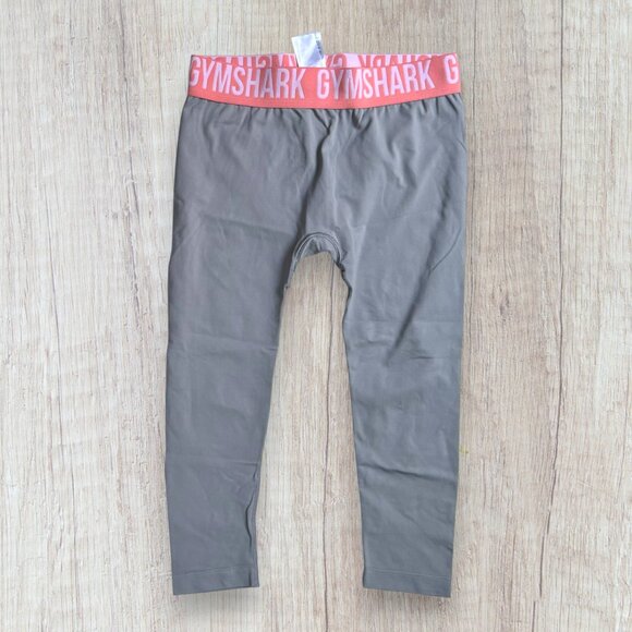 Gymshark Women’s Compression Leggings Gray Pink Logo Waistband Size M - Picture 1 of 5